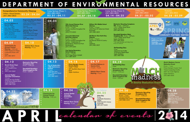 DER April Calendar of Events