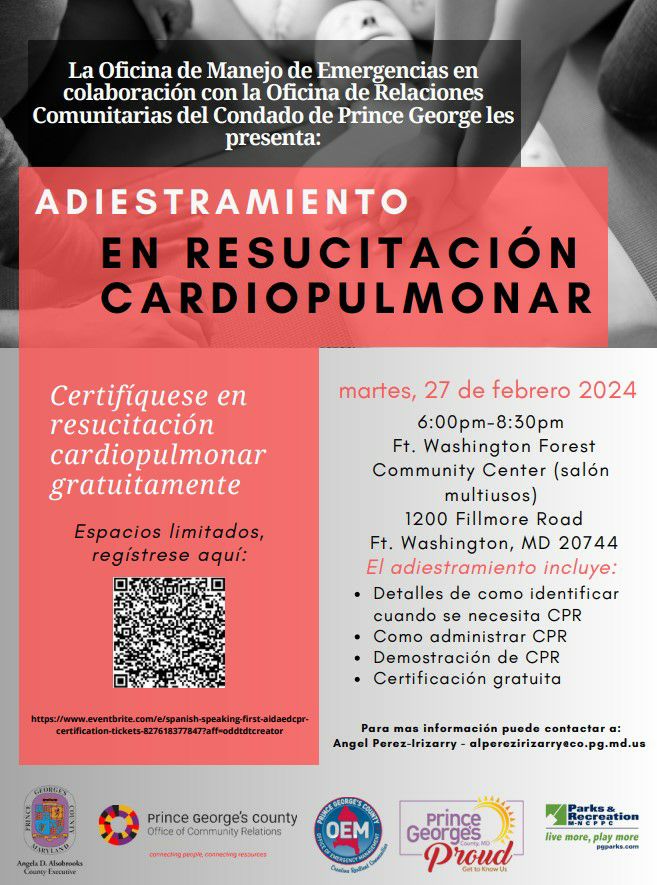 Prince County offers CPR training in Spanish Camp Springs